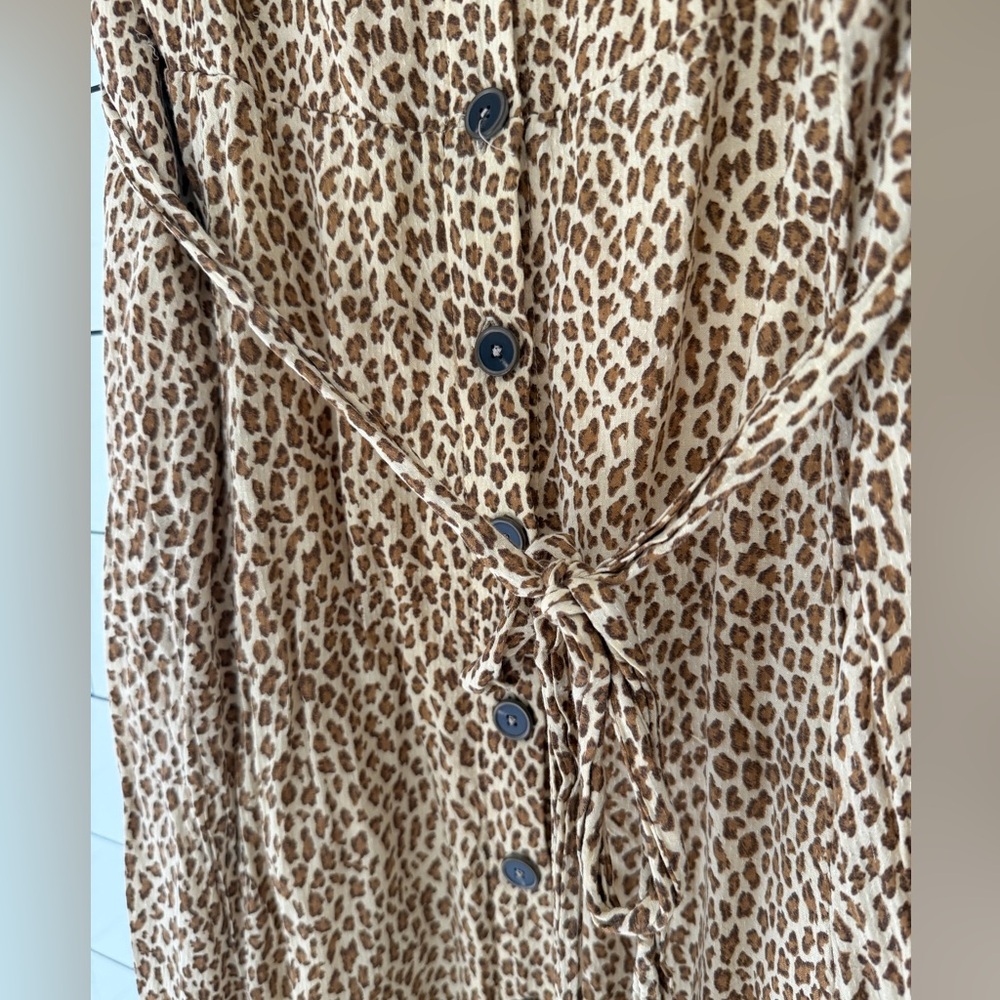 Anthropologie Bolano Cheetah-Print Button-Front Midi Dress - Picture 4 of 6